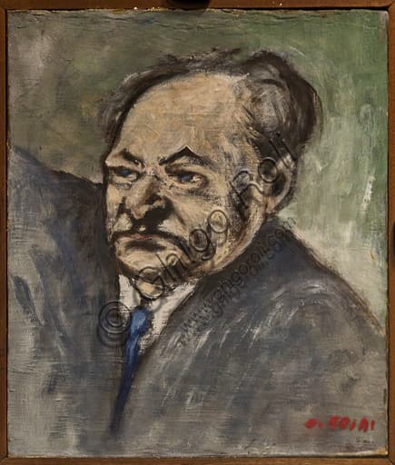 Ritratto di Giuseppe Ungaretti, dipinto a olio su tavola di Ottone Rosai, Museo Novecento Firenze