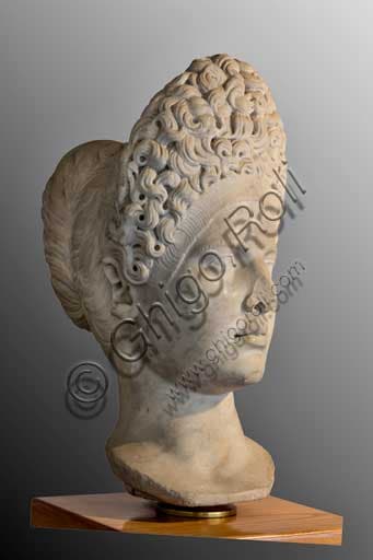 Roman marble portrait of a woman with an elaborate Roman hairstyle, Fiesole Archaeological Museum, 2nd century AD