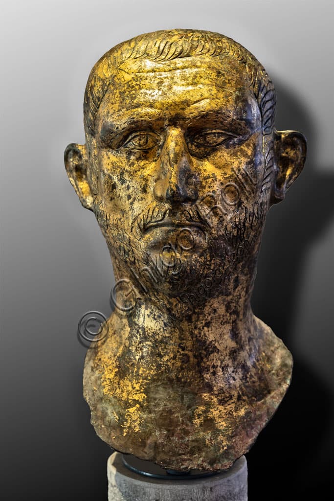 Gilded bronze portrait bust of Emperor Probus, Santa Giulia Museum, Brescia