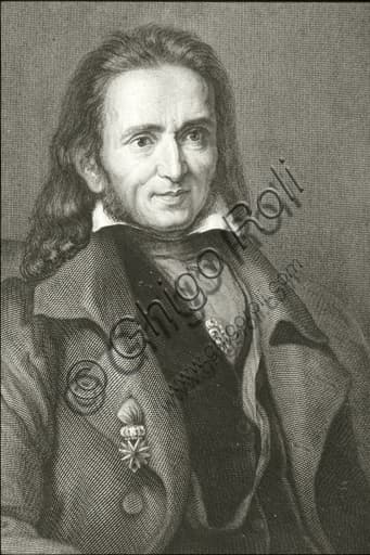 Ritratto incisione Niccolò Paganini violinista compositore italiano XIX secolo