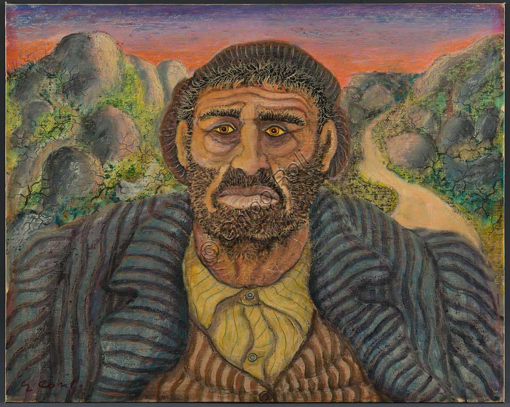Ritratto di Luciano Guerzoni di Gino Covili, tecnica mista, Collezione Assicoop Unipol