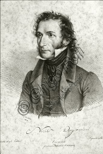 Ritratto incisione Niccolò Paganini violino Artaria stampa musicale