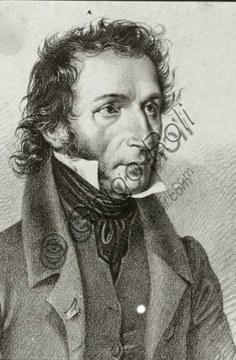 Ritratto litografico di Niccolò Paganini, celebre violinista e compositore