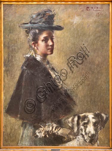 Portrait of Mrs Torelli, oil on canvas painting by Luigi Conconi from 1901 at the Ricci Oddi Gallery Piacenza