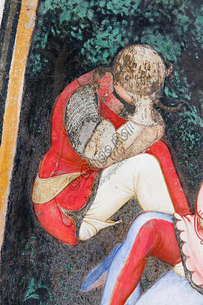 Detail Resurrection fresco Vignola Stronghold: sleeping Roman soldier, Master of Vignola, 1420