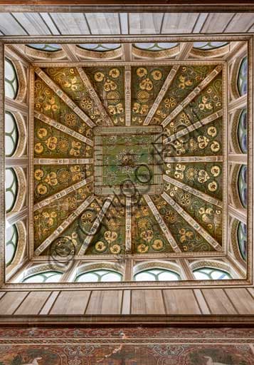 Wooden cusp with the Rose of the Winds at its centre, Winds Room, Norman Palace (Palermo)