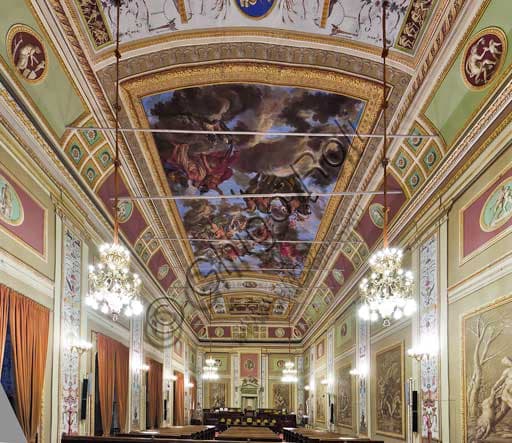 Interior view of the Hercules Hall with frescoes in the Palazzo dei Normanni, Palermo