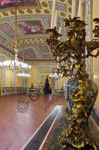 Interior view of the Yellow Room, Royal Apartment of the Norman Palace in Palermo