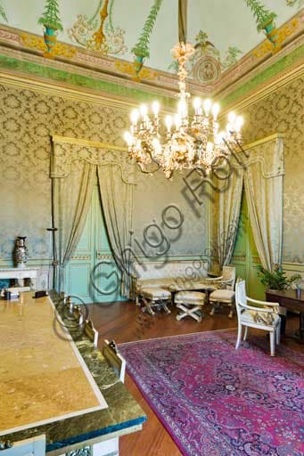 Interior view of the Green Room, Royal Apartment of the Palazzo dei Normanni (Norman Palace) in Palermo