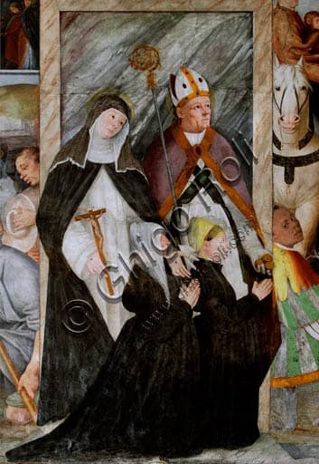 Affresco di Gaudenzio Ferrari con Santa Caterina da Siena, San Nicola da Bari e offerenti, Chiesa di San Cristoforo Vercelli.