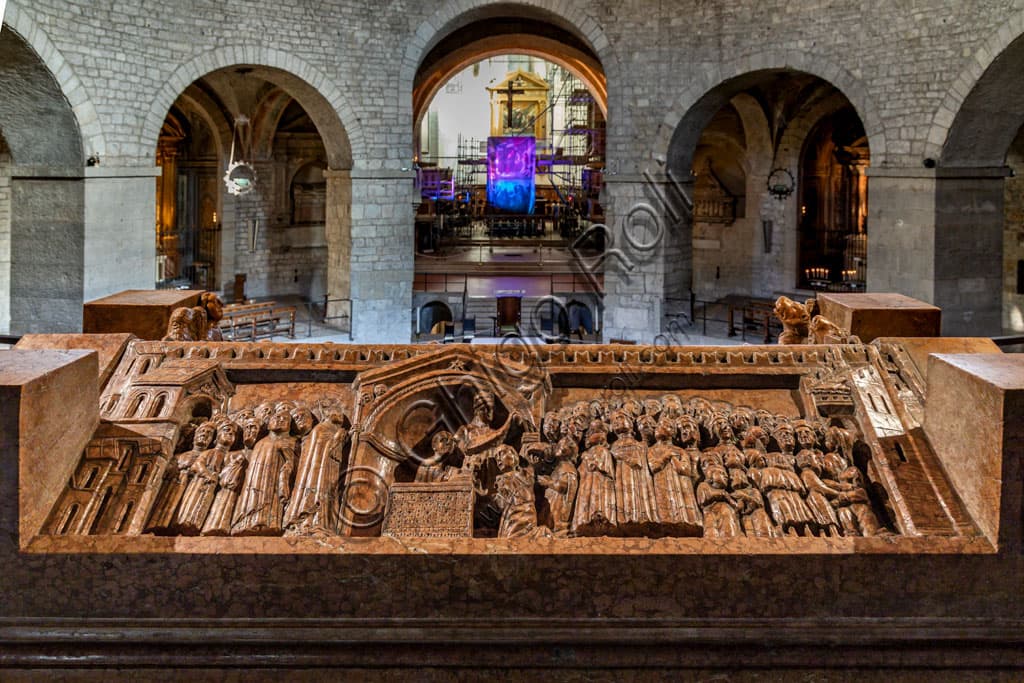Sarcophagus Romanesque sculpture Berardo Maggi Duomo Vecchio Brescia Italy