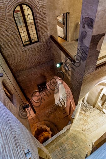 Monumental Gothic staircase and cloister of Trinci Palace, Foligno, medieval Umbrian architecture