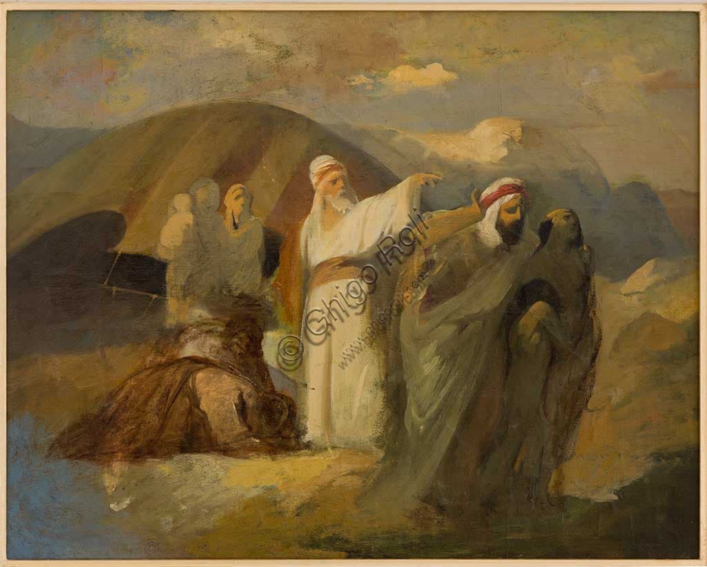 Biblical Scene painting by Antonio Simonazzi, oil on canvas 34.5x43 cm, Assicoop Unipol Collection