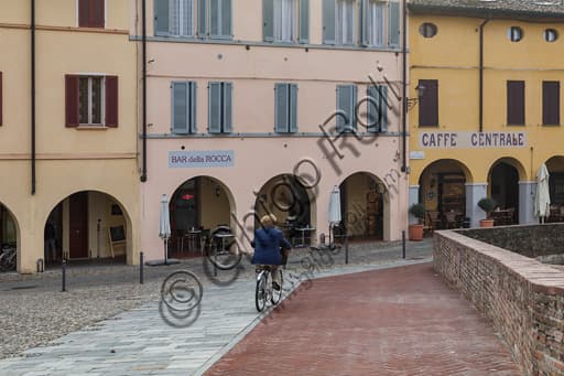 Partial view of the historic centre of Fontanellato, Italy, with the Sanvitale Fortress