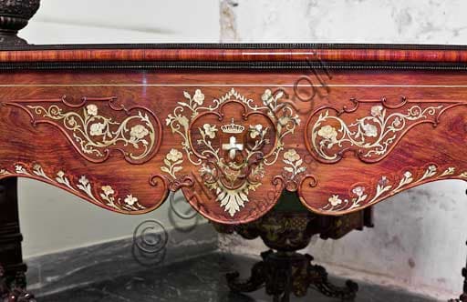 Detail of inlaid desk in wood and mother-of-pearl, Palace of the Normans Palermo, 19th century