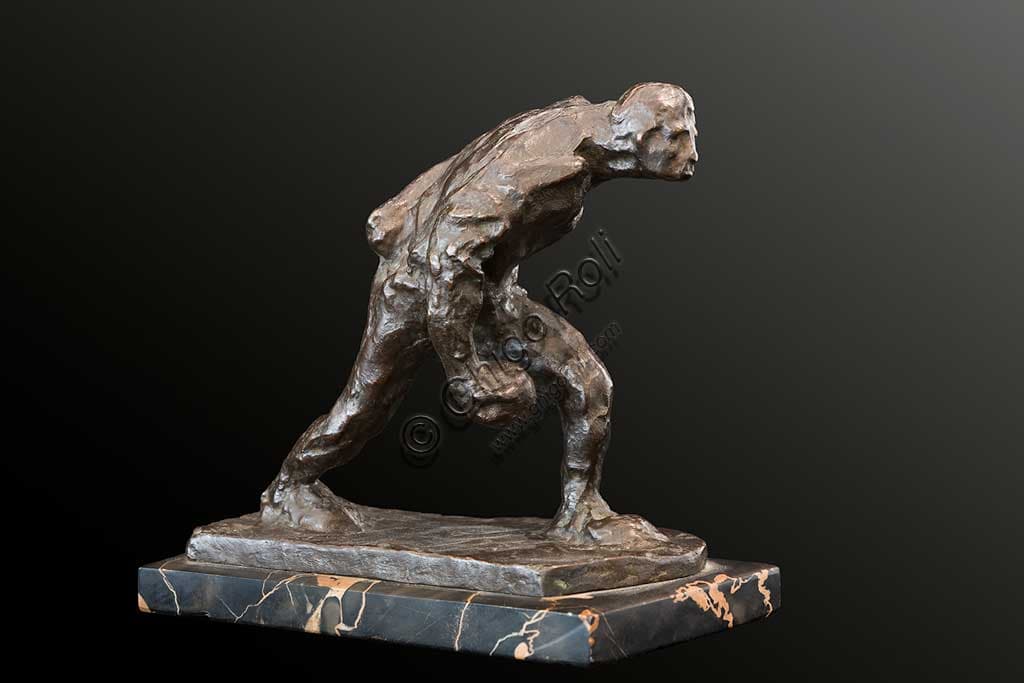 Bronze sculpture 'The Wooden Ball Player' by Ubaldo Magnavacca, Assicoop - Unipol Collection, cm. 18x20x10