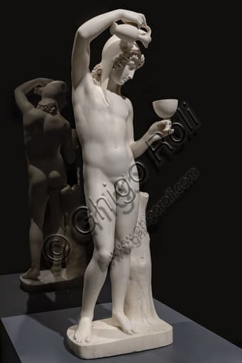 Marble statue Ganymede, neoclassical artwork by Bertel Thorvaldsen