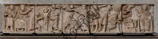 White marble sculpture of the Martyrdom of Saint Blaise, 12th-13th century, National Museum of the Dukedom of Spoleto