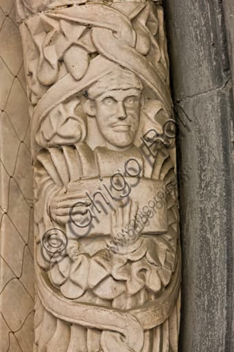 Prophet Romanesque sculpture St Gotthard portal Genoa Cathedral Italy