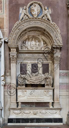 Sepulchre of Leonardo Bruni by Bernardo Rossellino in the Basilica of Santa Croce, Florence