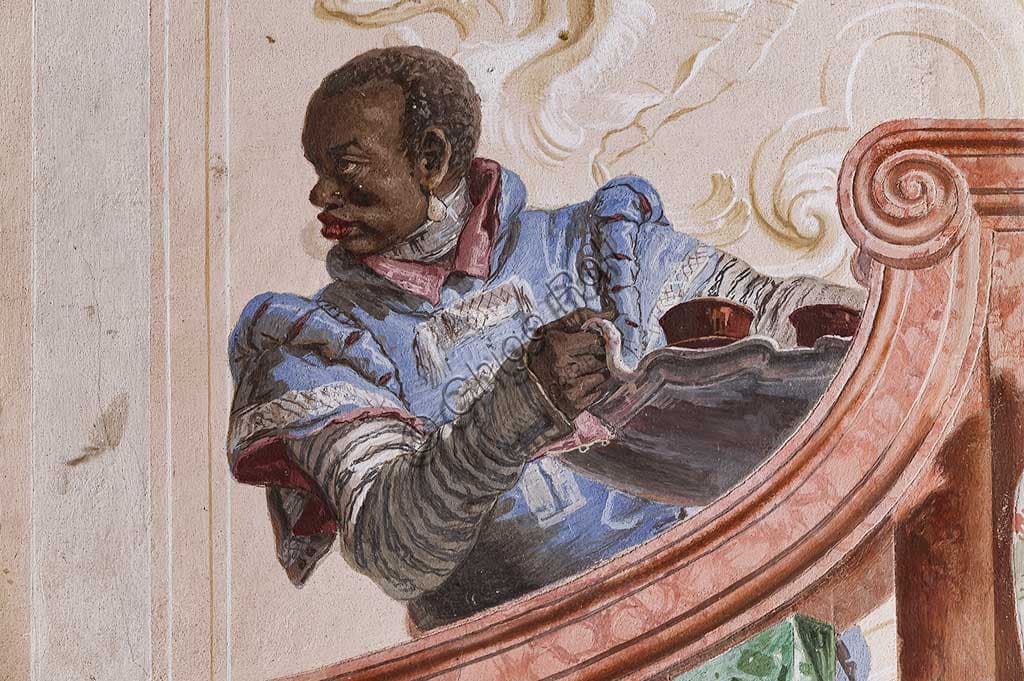 Detail of the fresco Moor Servant on a False Staircase by Giandomenico Tiepolo, Villa Valmarana ai Nani, Vicenza