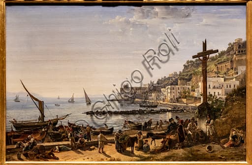 Dipinto Veduta di Mergellina di Sil'vestr Ščedrin, olio su tela 1826, panorama di Napoli