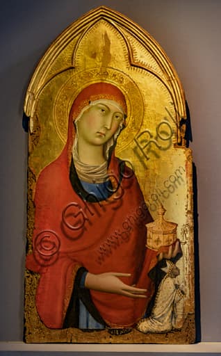 Detail of Mary Magdalene, polyptych by Simone Martini, Museum of the Opera del Duomo, Orvieto