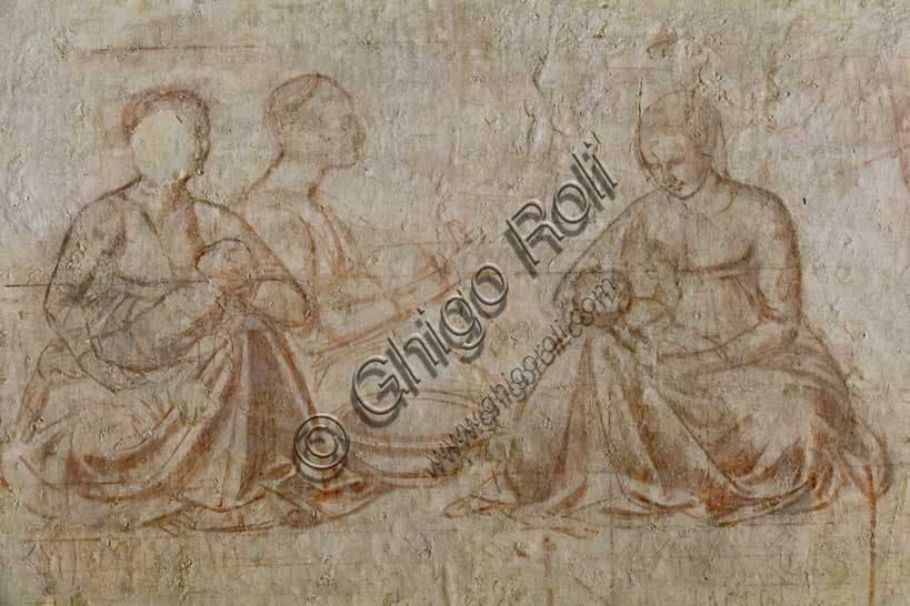 Sinopia di Benozzo Gozzoli, Storie di Esaù e Giacobbe, gruppo di donne con neonati, Pisa
