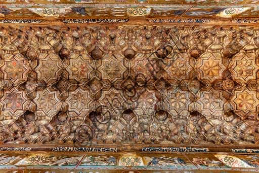 Detail of the painted muqarnas wooden ceiling, Palatine Chapel, Royal Palace, Palermo