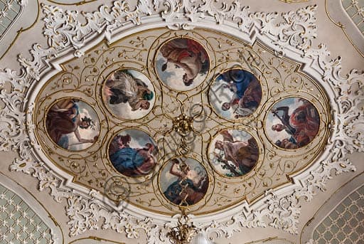 Central ceiling medallion in the Consulta Room, Cremona Town Hall, paintings by Antonio Rizzi