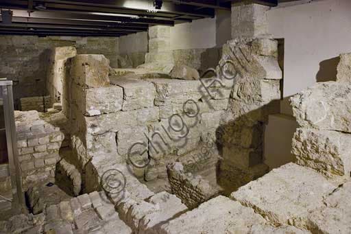 View of the hypogea and Hellenistic city gate in the basements of the Palace of the Normans, Palermo