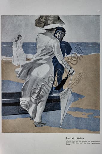 Spiel der Welle (Game of Wave!) advertising lithograph poster by Marcello Dudovich, 1911