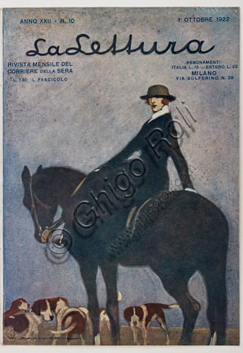 Marcello Dudovich La Lettura 1922 magazine cover letterpress print, Italian graphic art