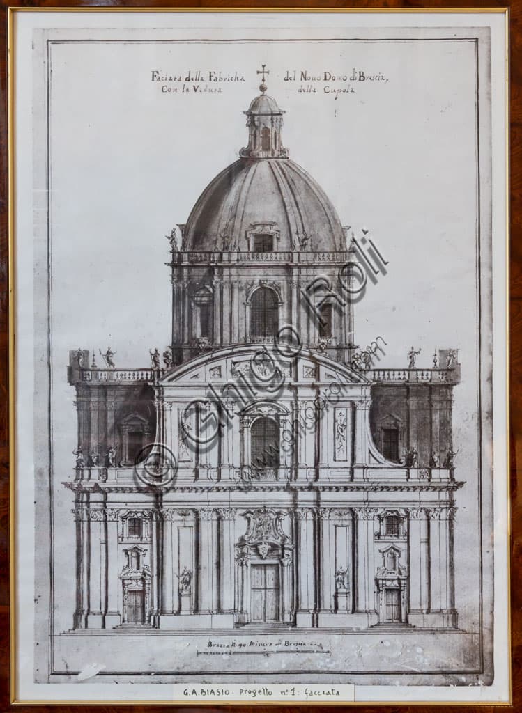 Artistic print of the Duomo Nuovo (New Cathedral) of Brescia