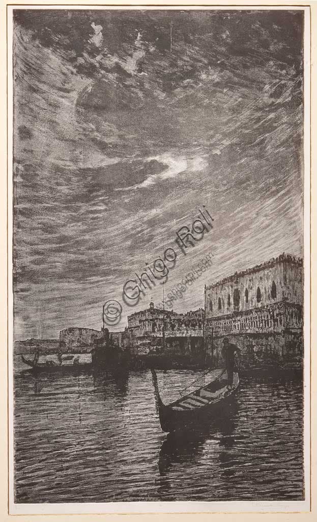 Acquaforte Bacino di San Marco, stampa Venezia di Giuseppe Miti Zanetti