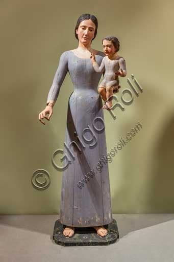 Polychrome wooden sculpture of Virgin Mary with Child, Bernareggi Museum Bergamo