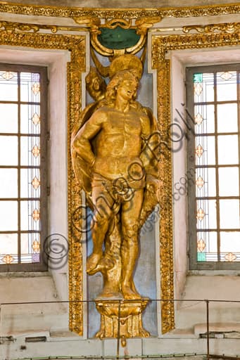 Statue of St. Sebastian by Lazzaro Tavarone, Baroque sculpture in Genoa's Duomo