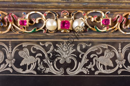Detail of the Cabinet of the ashes of St. John the Baptist in silver gilt, Treasury Museum of San Lorenzo Cathedral Genoa