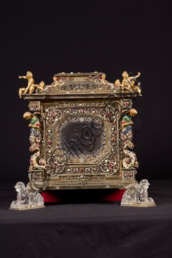 Silver gilt reliquary cabinet of St. John the Baptist with enamel and hardstones, Treasury Museum of Genoa Cathedral