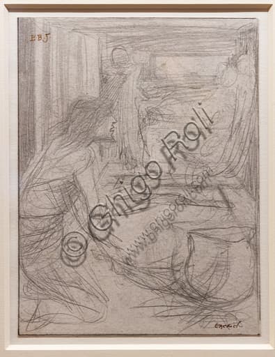 Studio a grafite di Edward Burne-Jones per il dipinto Ezechiele e la pentola che bolle, 1860