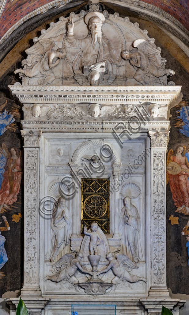 Tabernacle of the Miracle of the Sacrament by artist Mino da Fiesole, Church of St. Ambrose, Florence