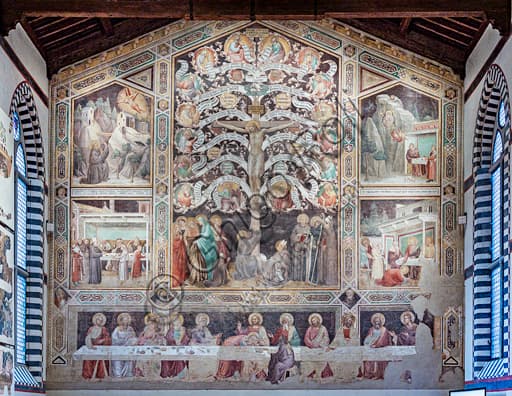 Detached fresco by Taddeo Gaddi - Tree of Life and Last Supper in the Basilica of Santa Croce, Florence