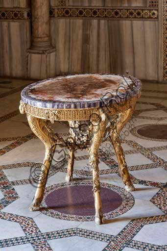 Historic small table in the King Roger Room, Palace of the Normans (Royal Palace), Palermo