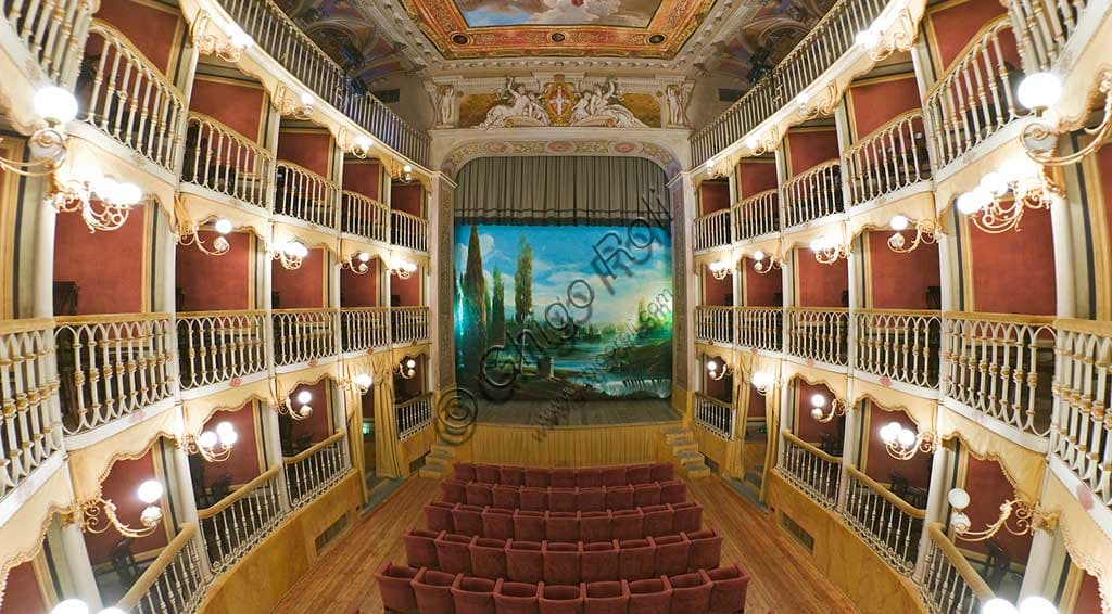 Interior view of the Francesco Torti Theatre inside Palazzo dei Consoli, Bevagna
