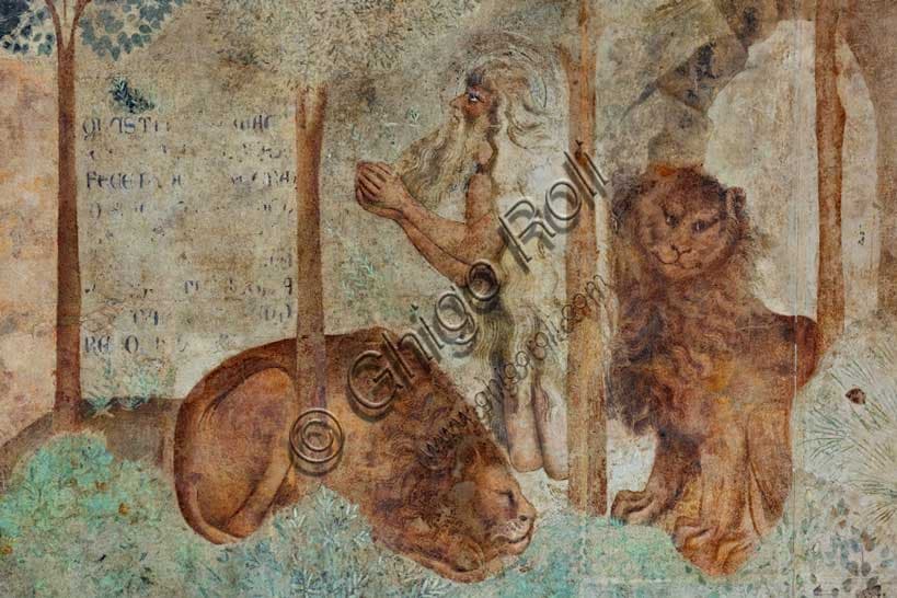 Thebaid fresco with lions by Buonamico Buffalmacco at Pisa Monumental Cemetery