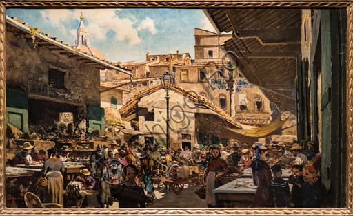The Old Market by Telemaco Signorini, 1882-3 oil on canvas painting depicting a Florentine scene with the Cathedral