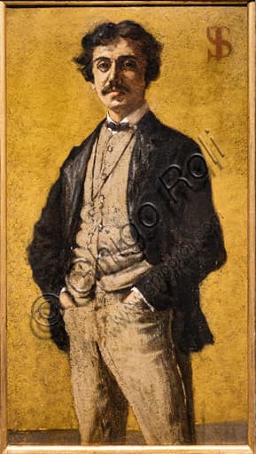 Portrait of Maurizio Angeli Telemaco Signorini oil painting on cardboard 1881