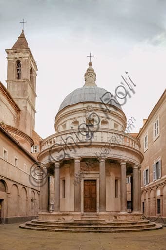 Architecture of the Tempietto of San Pietro in Montorio in Rome, designed by Donato Bramante during the Renaissance