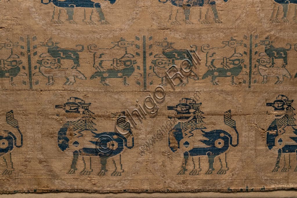 Ancient Middle Eastern silk samite fabric on display at the Santa Giulia Museum in Brescia