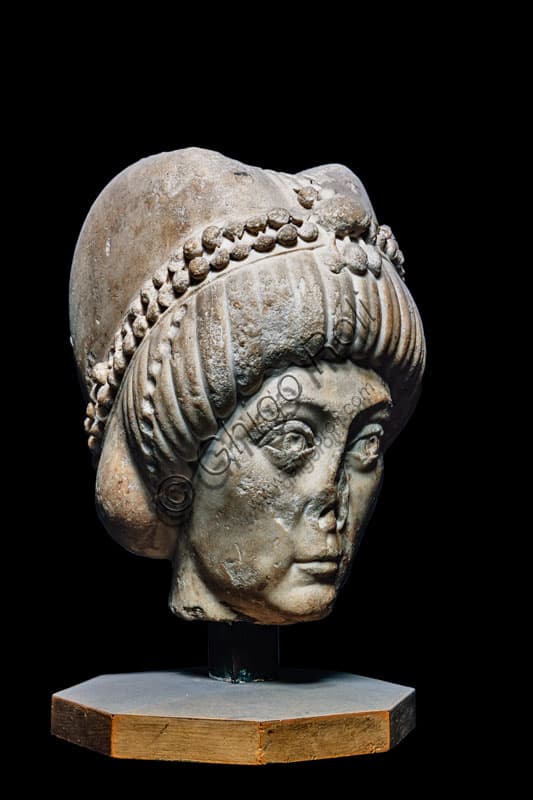 Testa marmorea dell'Imperatrice Teodora, VI secolo, arte bizantina, Castello Sforzesco Milano